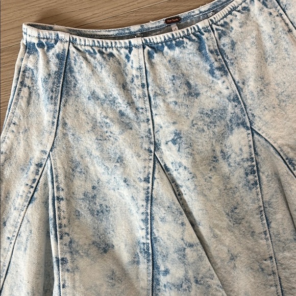 Free People Vintage Acid Wash Flare Denim Blue Skirt 0058 - Picture 3 of 6